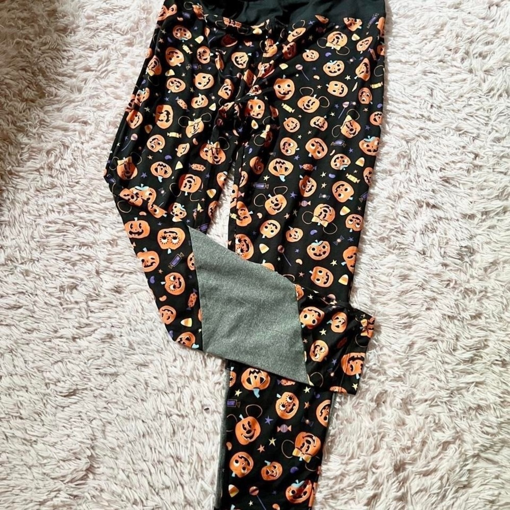 Disney Mickey Mouse Spooky Halloween Pumpkin Leggings Women‎ XL Kidcore Spooky